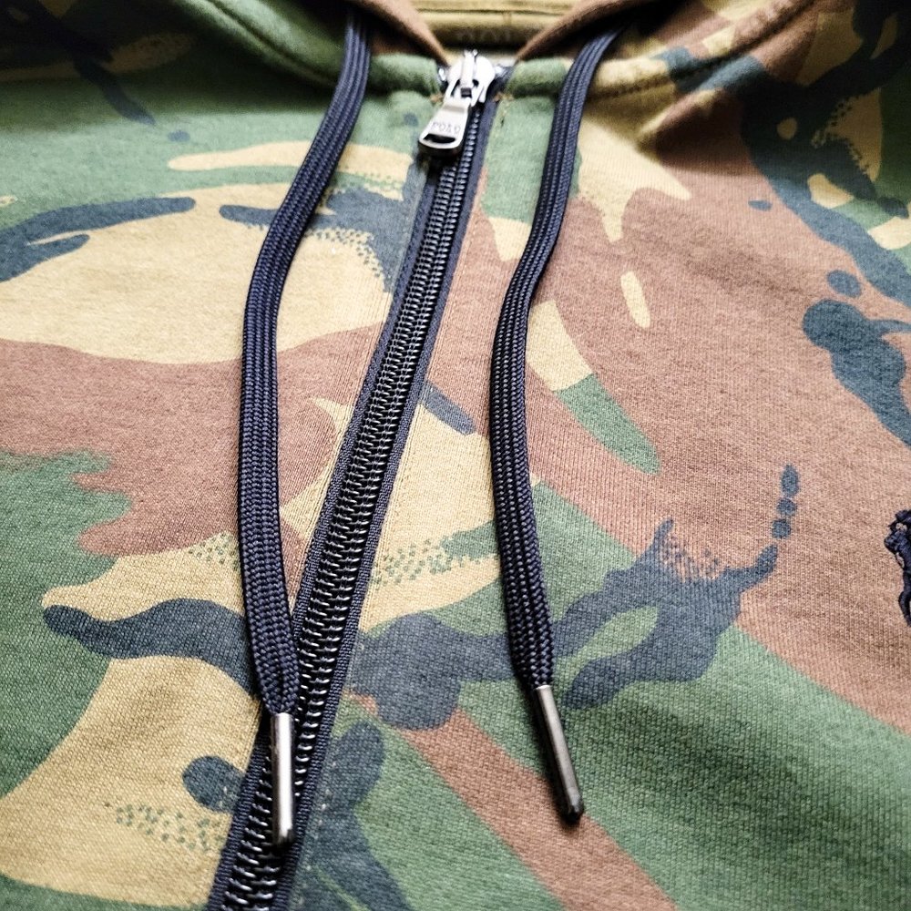 Polo Camouflage Camo Double Knit Fleece Hoodie Jacket Brown RL Green Black - Picture 7 of 14